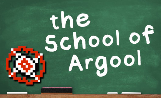 school of argool logo on chalkboard